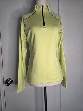 Neon Yellow Long-Sleeve Quarter-Zip Performance Top